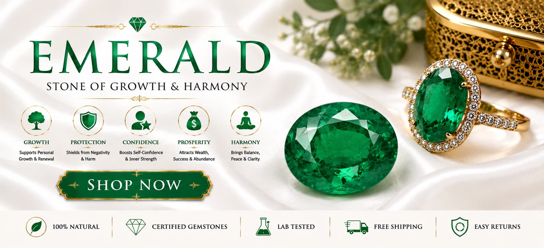 Certified Natural Emeralds Banner