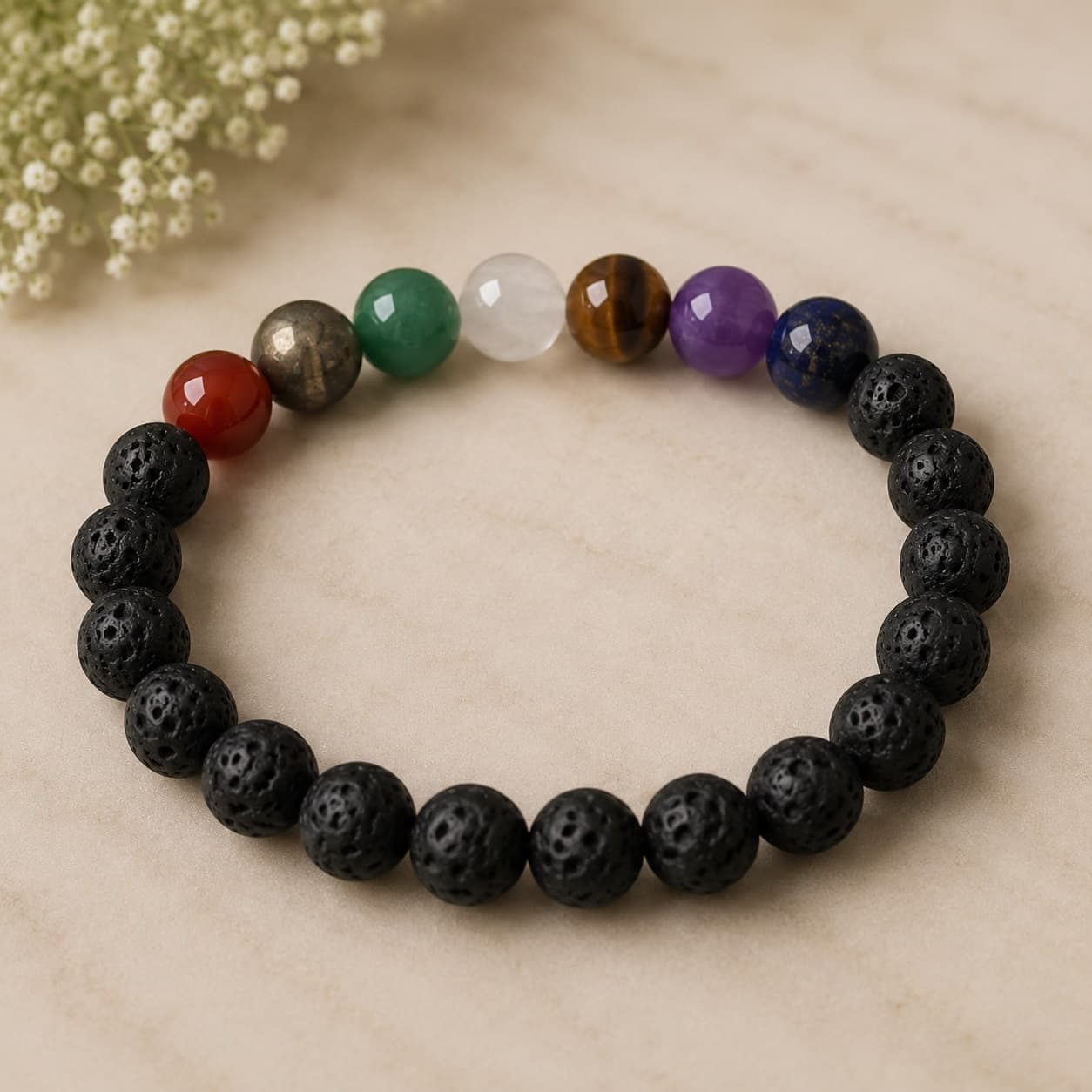 7 Chakra Lava Stone Bracelet