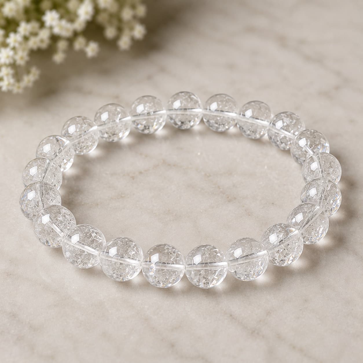 Crystal Quartz Bead Bracelet
