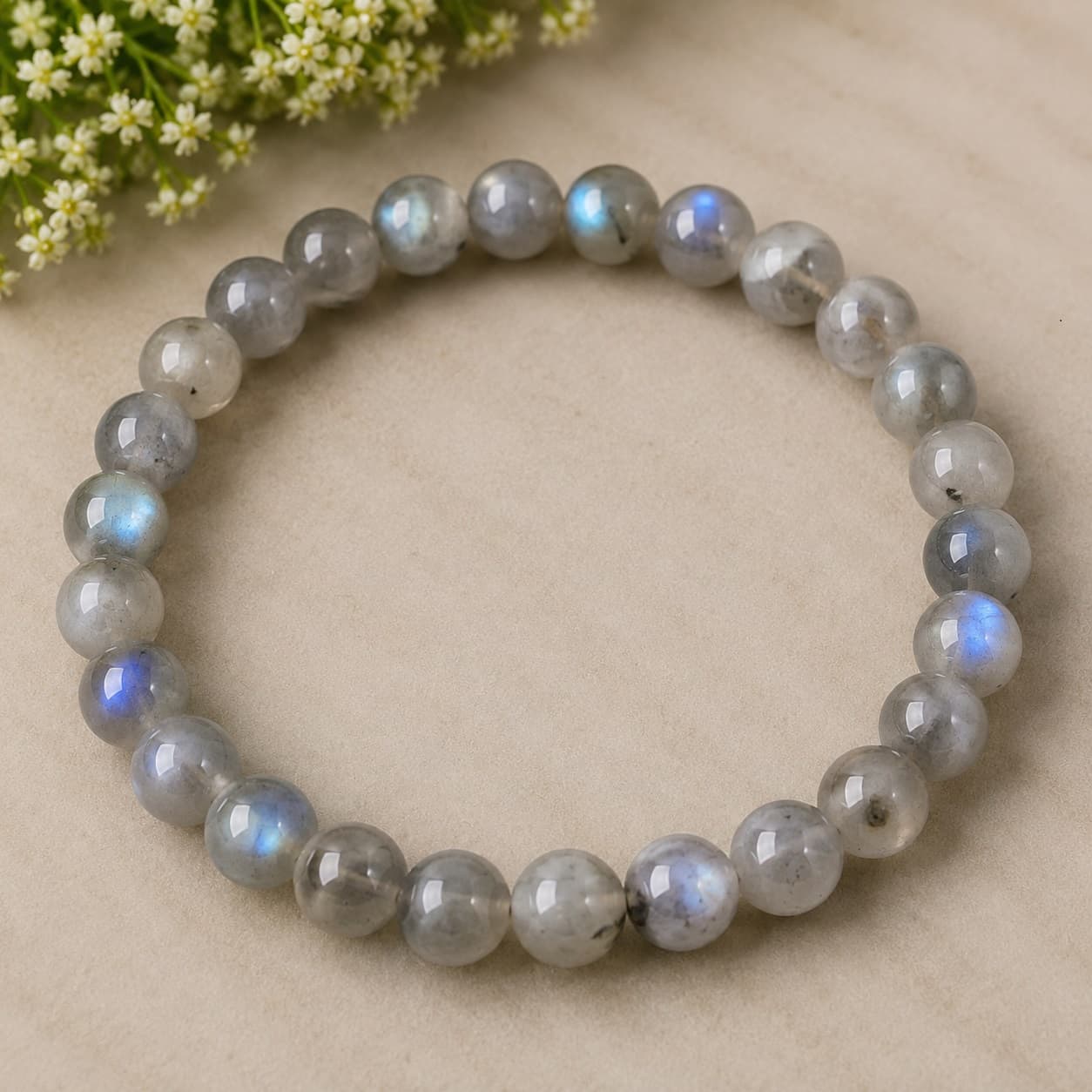Moonstone Bead Bracelet