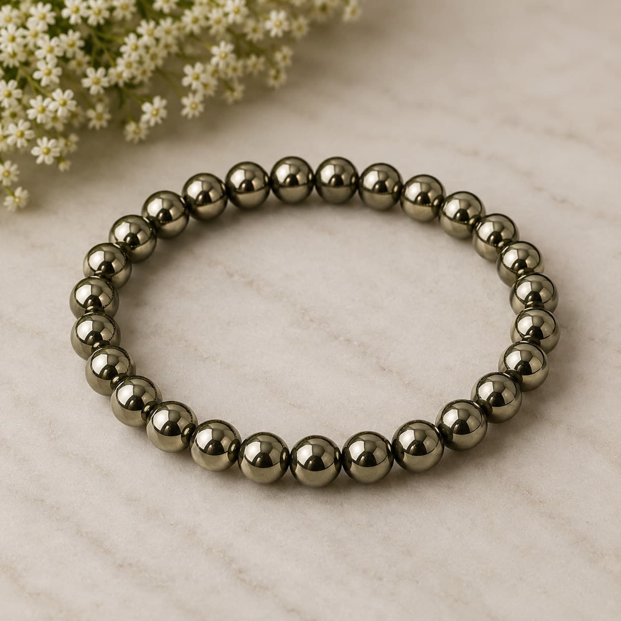 Pyrite Bead Bracelet