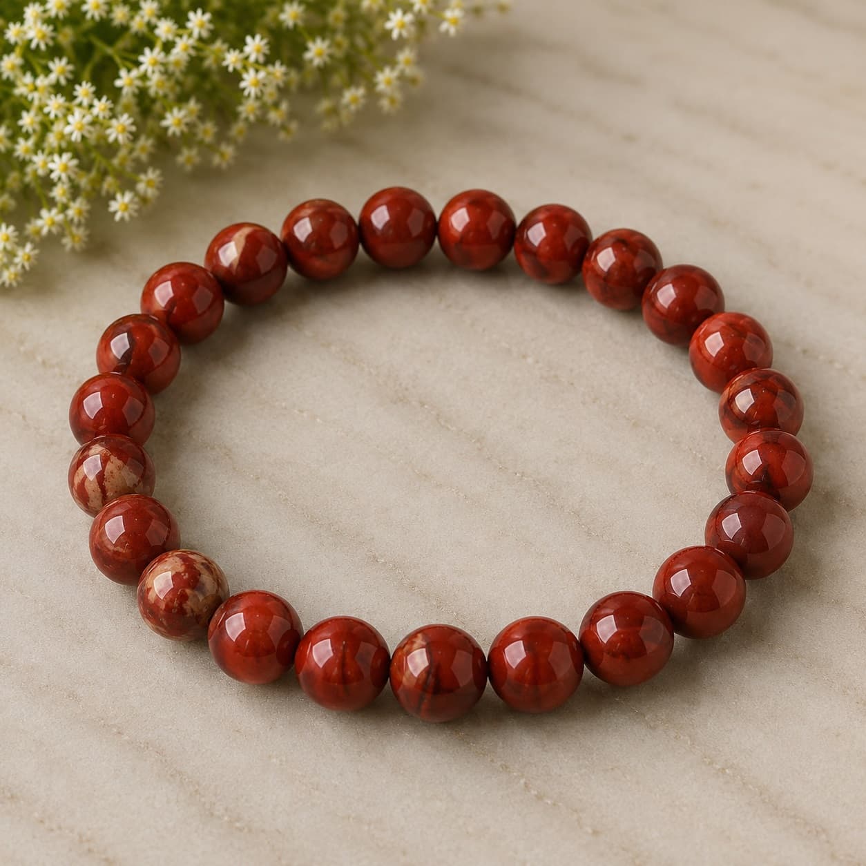 Red Jasper Bead Bracelet