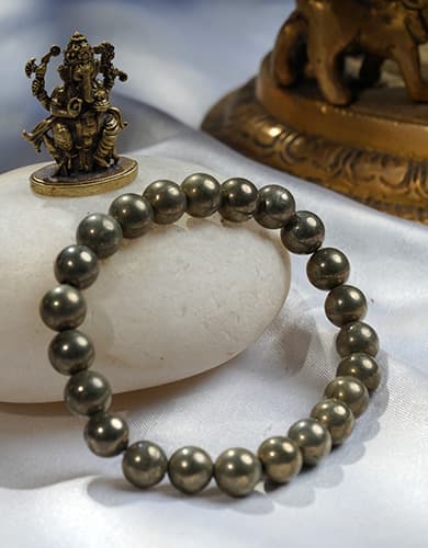 Unpolished Pyrite Bead Bracelet - Image 2